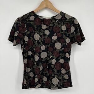 Vintage Frazier Lawrence Top Womens S Sheer Velvet Burnout Floral Whimsigoth 90s